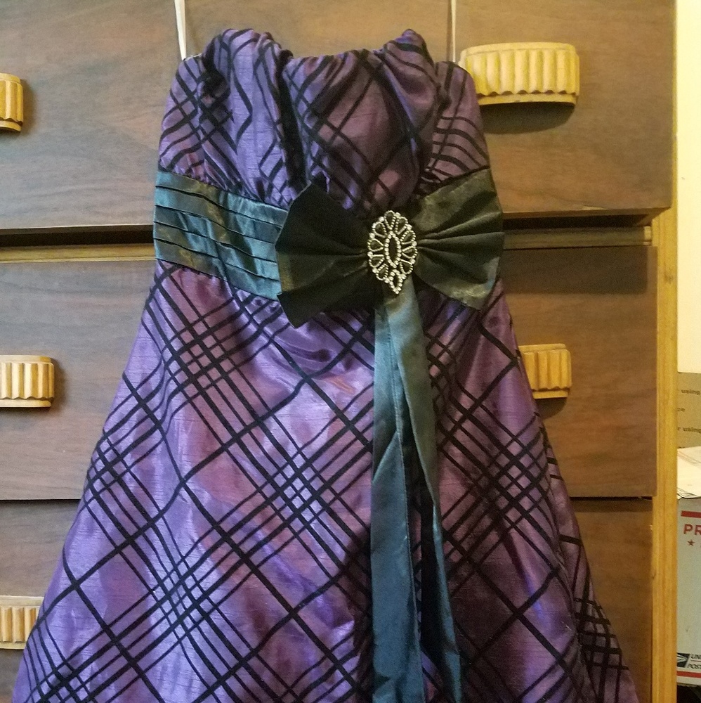 Purple and black semi formal dress